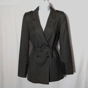 TEENFLO MADE IN CANADA WOOL blazer Sz 10 BELTED waist pockets PREPPY EQUESTRIAN